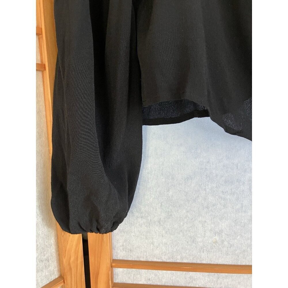 NWT BEBE L/S Off Shoulder Top, XSmall Blouse w/ Detach Straps Black MSRP $69 - Picture 5 of 9